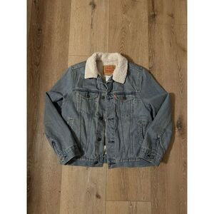 Levis Jean Sherpa Lined Jacket Youth L - Women’s  Small Trucker Blue Denim